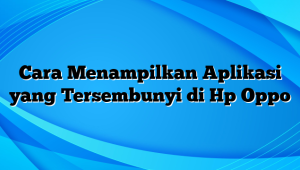 Cara Menampilkan Aplikasi yang Tersembunyi di Hp Oppo